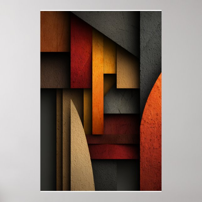 Affiche Earth Tone Geometric Layers Abstract (Devant)