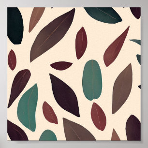 Affiche Earth tones leaves minimalist art 