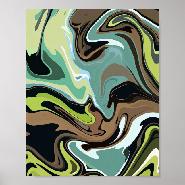 Affiche Earthy Abstract Swirling Marble Design  (Devant)