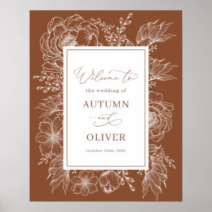 Affiche Earthy Boho Botanique Terracotta Mariage Bienvenue