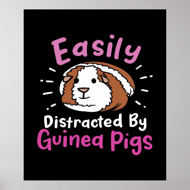 Affiche Easily Distracted by Guinée Pigs | Cute Pet (Devant)