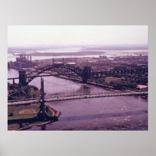 Affiche East River Et Queens, New York