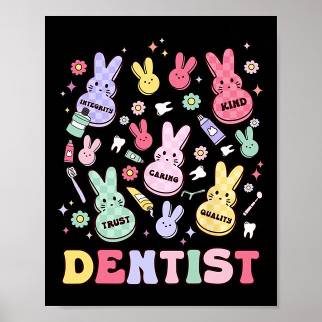 Affiche Easter Dentist Retro Rdh Dental Hygienist Squad Bu (Devant)