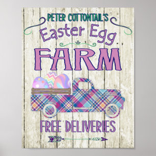 Affiche Easter Egg Farm Antique Truck Plaid Sign