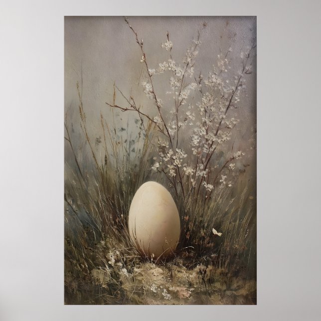 Affiche Easter Egg Wildflowers Print, Antique Spring Field (Devant)