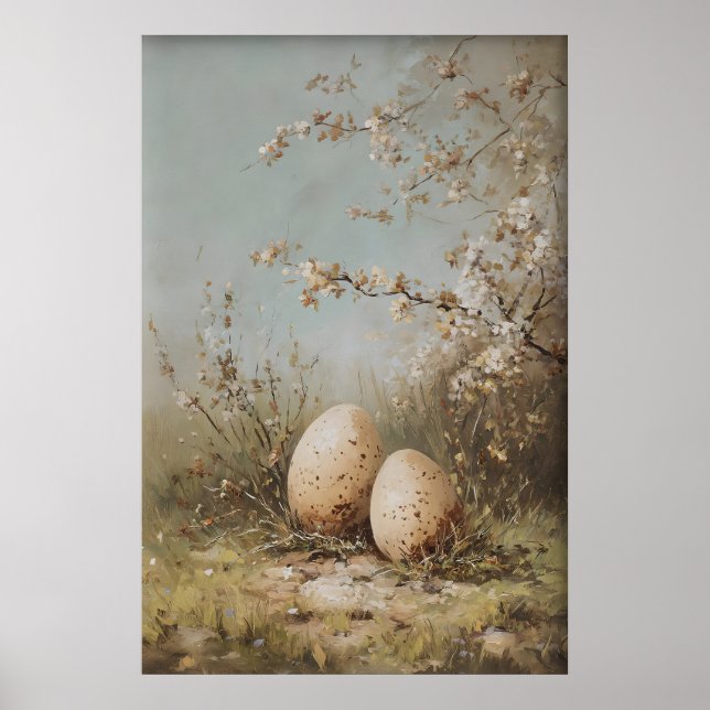Affiche Easter Eggs Wildflowers Print, Antique Spring (Devant)