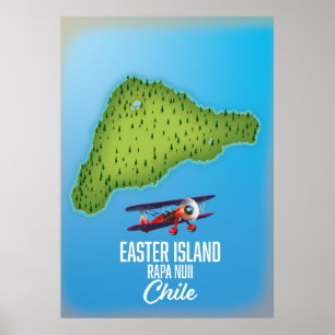 Affiche Easter Island Rapa Nuii map
