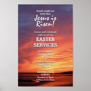 Affiche EASTER Jésus est ressuscité SERVICES D'ÉGLISE Cust