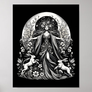 Affiche Easter Ostara Eostre Pagan Witchcraft Spring Moon 