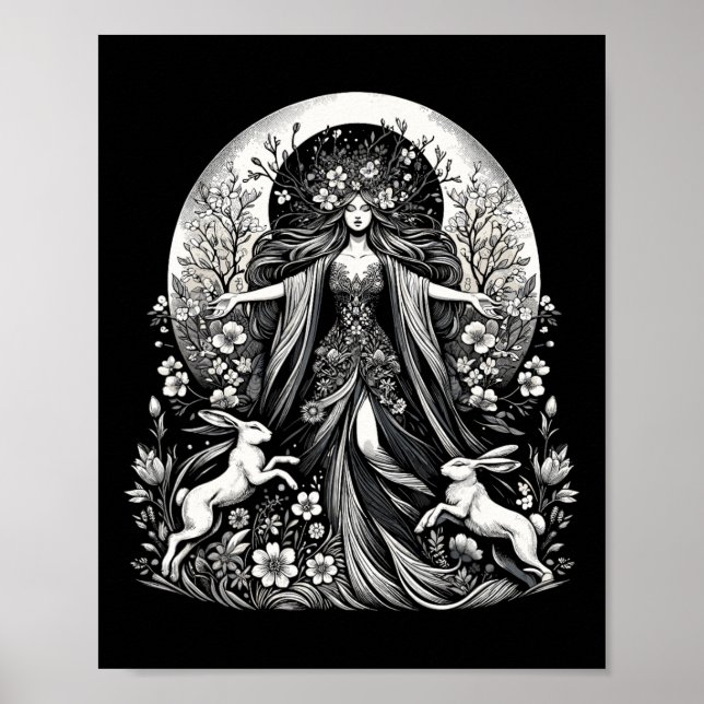 Affiche Easter Ostara Eostre Pagan Witchcraft Spring Moon  (Devant)