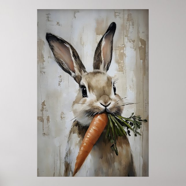 Affiche Easter Rabbit Carrot Print, Spring Bunny (Devant)