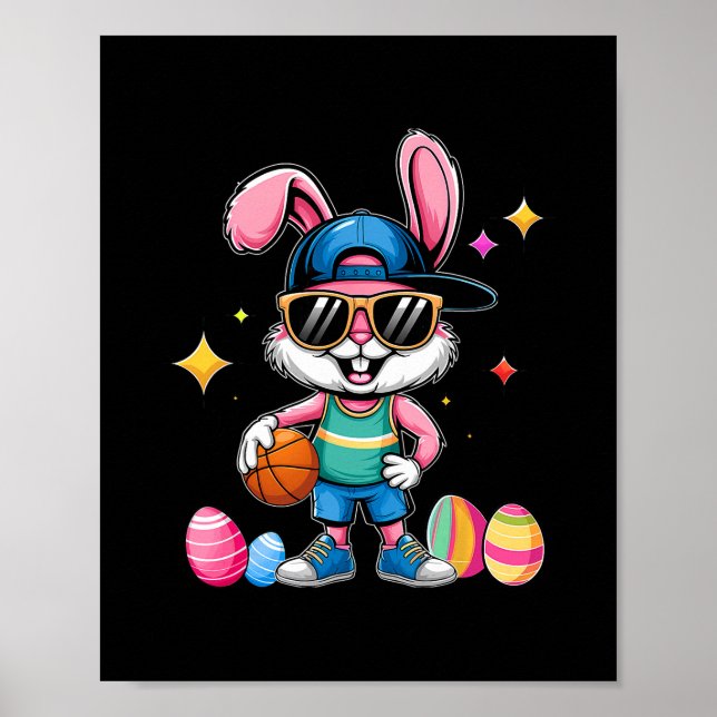 Affiche Easter Sport Happy Easter Bunny Playing Sketll Kid (Devant)
