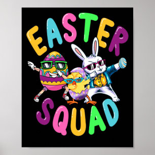 Affiche Easter Squad Bunny Chick Dabbing Oeuf coloré