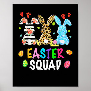 Affiche Easter Squad Leopard Joyeux lapin lapin de Pâques