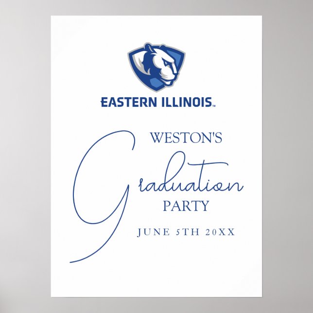 Affiche Eastern Illinois Panthers Head and Wordmark Logo (Devant)