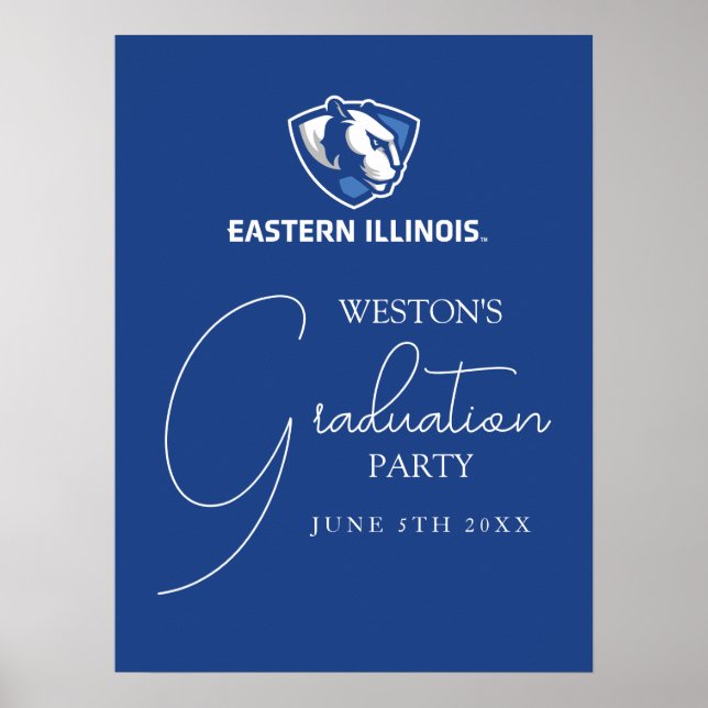 Affiche Eastern Illinois Panthers Head and Wordmark Logo (Devant)