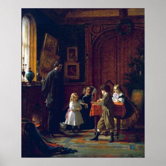 Affiche Eastman Johnson Christmas Time, The Blodgett Famil (Devant)