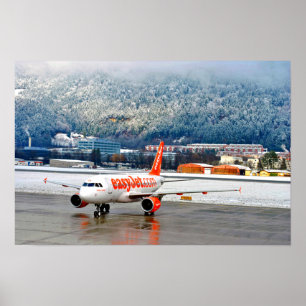 Affiche Easy Jet Avion Innsbruck Aéroport Autriche