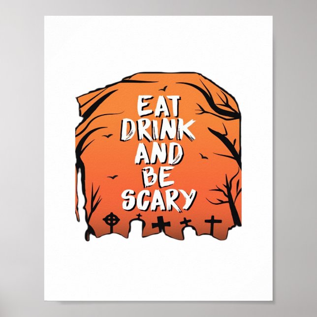 Affiche Eat Drink And Be Scary Halloween Design Creative S (Devant)