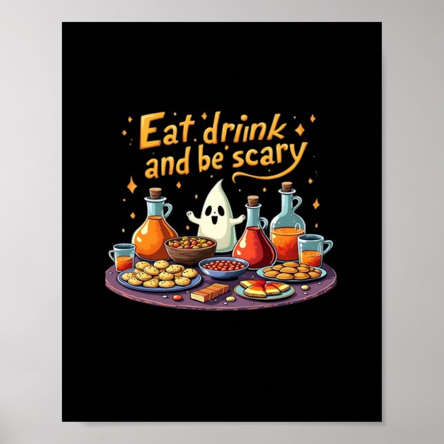 Affiche Eat Drink And Be Scary Halloween Spooky Fun For Ha (Devant)