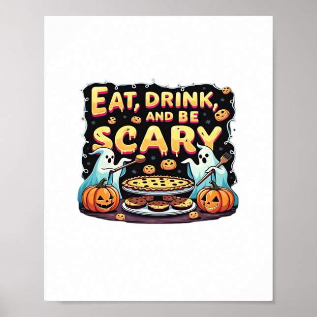 Affiche Eat Drink And Be Scary Spooky Bakery Halloween Coo (Devant)