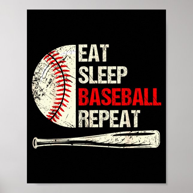Affiche Eat Sleep Baseball Repeat Funny Baseball Player  (Devant)