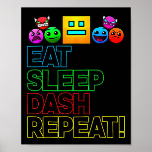 Affiche Eat Sleep Dash Répéter Video Game Géométrie Vidéo 