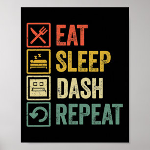 Affiche Eat Sleep Dash Répéter Video Game Géométrie Vidéo 