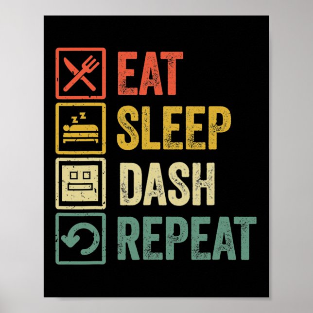 Affiche Eat Sleep Dash Répéter Video Game Géométrie Vidéo  (Devant)