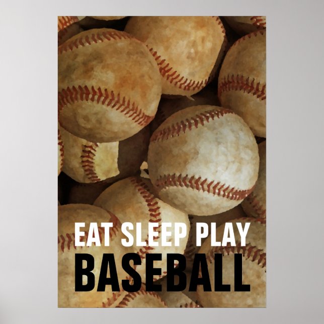 Affiche Eat Sleep Jouer Baseball Art (Devant)