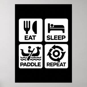 Affiche Eat Sleep Paddle Repeat - Dragon Boat Racing