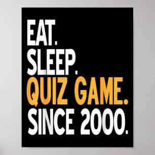 Affiche Eat Sleep Quiz Jeu Vintage Gamer Life depuis 2000