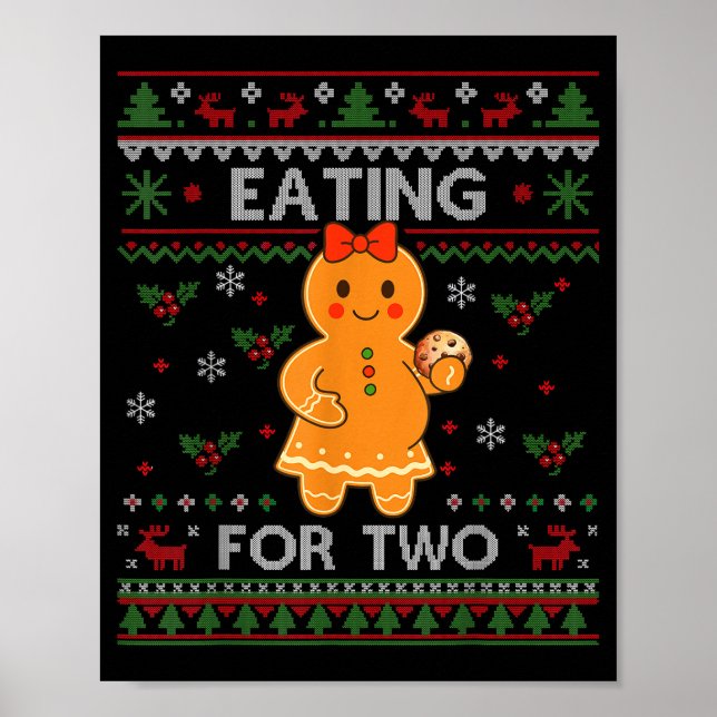 Affiche Eating For Two Pregnancy Announcement Ugly Sweater (Devant)