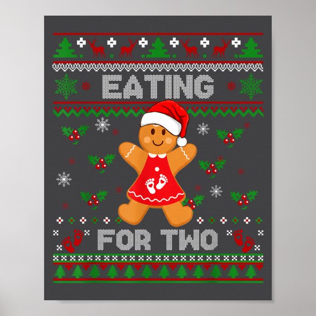 Affiche Eating For Two Pregnancy Announcement Ugly Sweater (Devant)
