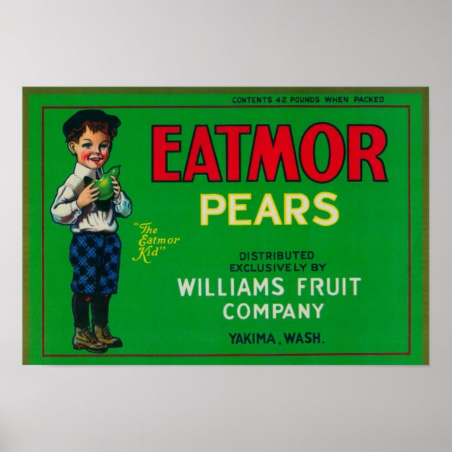 Affiche Eatmor Pear Crate LabelYakima, WA (Devant)