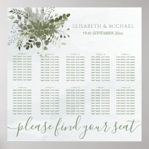 Affiche Eau couleur bleu chic Dusty vert eucalyptus