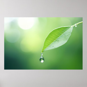 Affiche Eau de feuilles Drop Nature Serene Tranquil