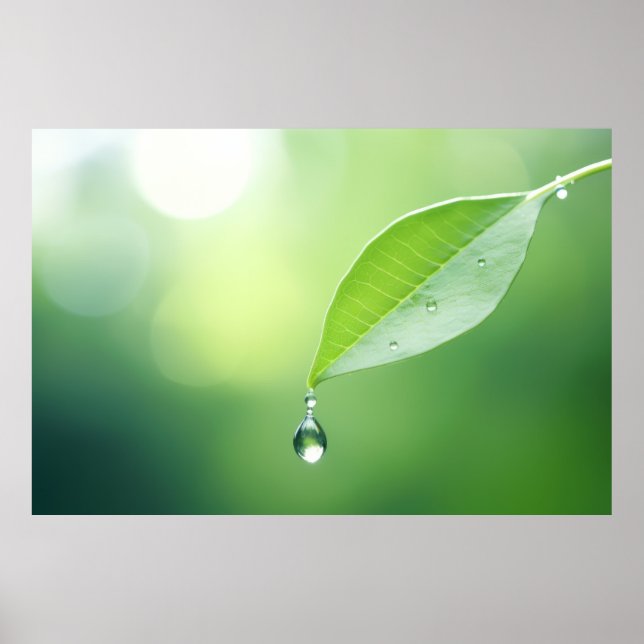 Affiche Eau de feuilles Drop Nature Serene Tranquil (Devant)