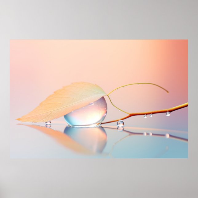 Affiche Eau de feuilles Drop Nature Serene Tranquil (Devant)
