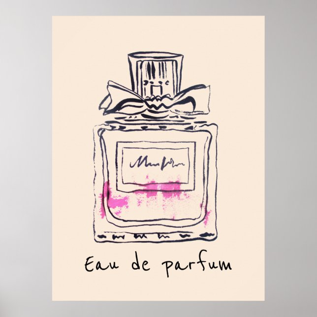Affiche Eau de parfum Français Mode bouteille de parfum (Devant)