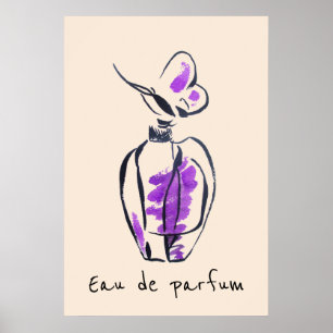Affiche Eau de parfum Illustration de mode parfum français