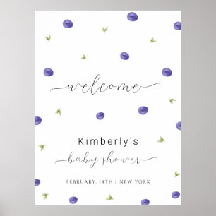 Affiche Eau d'été Blueberry Baby shower Bienvenue