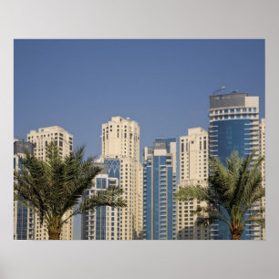 Affiche EAU, Dubaï. Tours de la résidence Jumeirah Beach