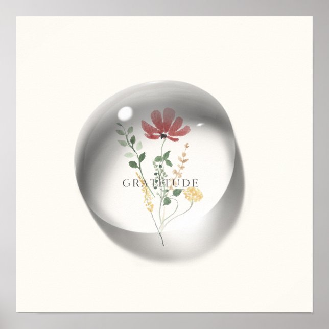 Affiche Eau florale de gratitude Minimal (Devant)