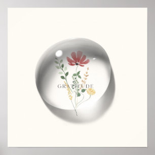 Affiche Eau florale de gratitude Minimaliste