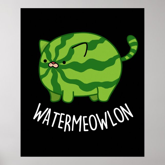 Affiche Eau-fond lon Funny Watermelon Chat Pun Dark BG (Devant)
