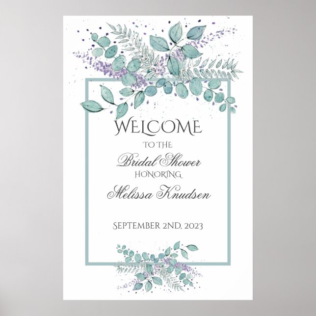 Affiche Eau-forte Eucalyptus Verdure Bienvenue Mariage (Devant)
