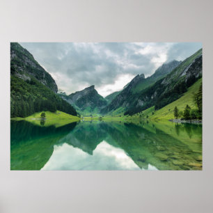 Affiche Eau Lac Alpes suisses