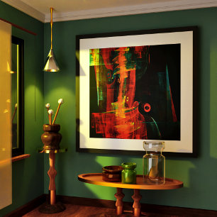 Affiche Eau Orange Rouge Bleu moderne Art Abstrait Motif