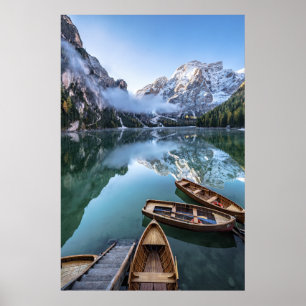 Affiche Eau Pragser Wildsee Dolomites Italie
